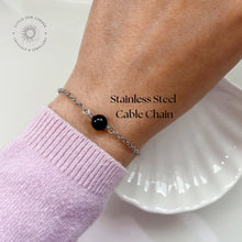 Load image into Gallery viewer, Black Tourmaline Bracelet: Stainless Steel Adjustable Healing Crystal
