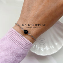 Load image into Gallery viewer, Black Tourmaline Bracelet: Stainless Steel Adjustable Healing Crystal