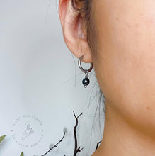 Load image into Gallery viewer, Hematite Earrings | Stainless Steel Huggie Hoops | Gift For Aries, Aquarius