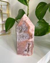 Load image into Gallery viewer, HIGH QUALITY DRUZY PINK AMETHYST TOWER WITH QUARTZ AND SOFT LILAC | 5.3 x 11.7cm | 339GRAMS | FYI - SLIGHT IMPERFECT TIP)
