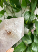 Load image into Gallery viewer, PASTEL QUARTZY PINK AMETHYST POINT | 4 x 9.1cm | 295 GRAMS | FYI - RAW CRYSTAL TIP
