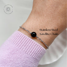Load image into Gallery viewer, Black Tourmaline Bracelet: Stainless Steel Adjustable Healing Crystal
