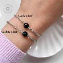 Load image into Gallery viewer, Black Tourmaline Bracelet: Stainless Steel Adjustable Healing Crystal
