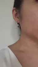 Load and play video in Gallery viewer, Hematite Earrings | Stainless Steel Huggie Hoops | Gift For Aries, Aquarius
