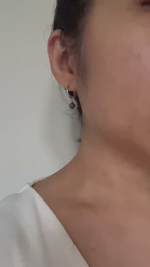 Hematite Earrings | Stainless Steel Huggie Hoops | Gift For Aries, Aquarius