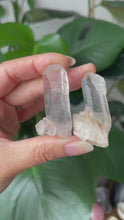 Load and play video in Gallery viewer, TWO SMALL HIMALAYAN QUARTZ RAW POINTS | 4.3cm in length | 37grams (total)
