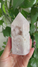 Load and play video in Gallery viewer, PASTEL QUARTZY PINK AMETHYST POINT | 4 x 9.1cm | 295 GRAMS | FYI - RAW CRYSTAL TIP
